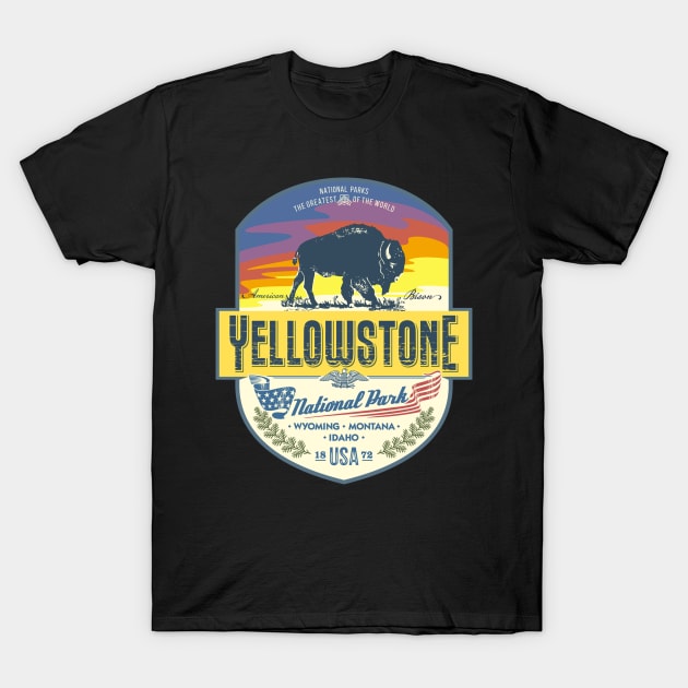 Yellowstone National Park NEW Yellowstone Bison T-Shirt by Matthew Ronald Lajoie